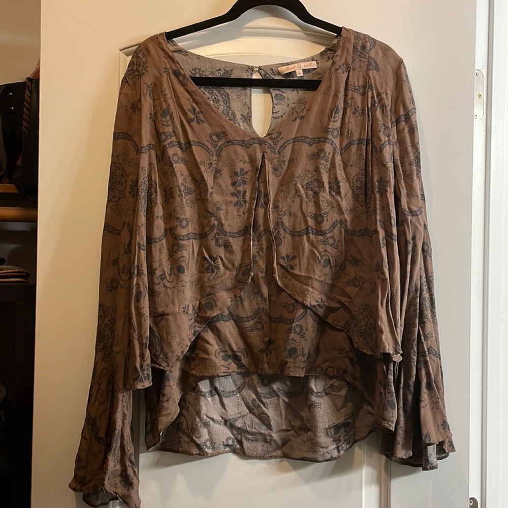 Flow-y brown and black willow and root blouse